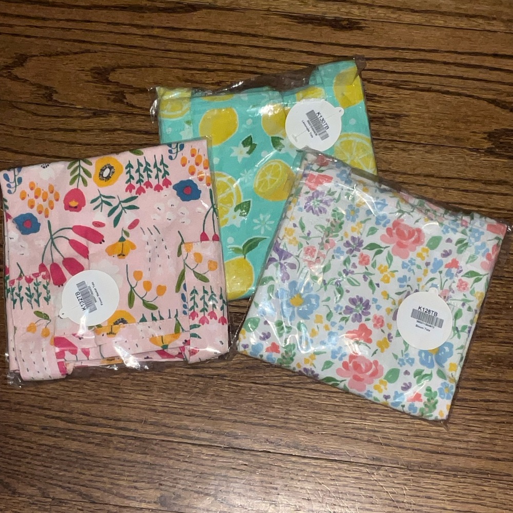 Bundle of 3 Mahogany fabric tote bags Trio - Pink, Aqua, White